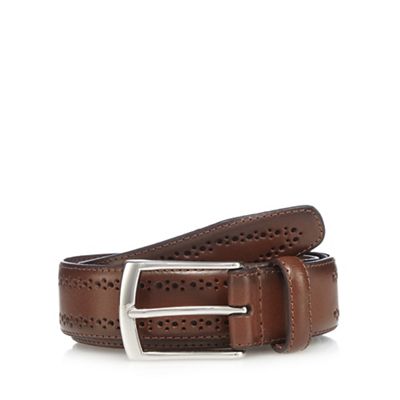 Jeff Banks Brown perforated leather belt
